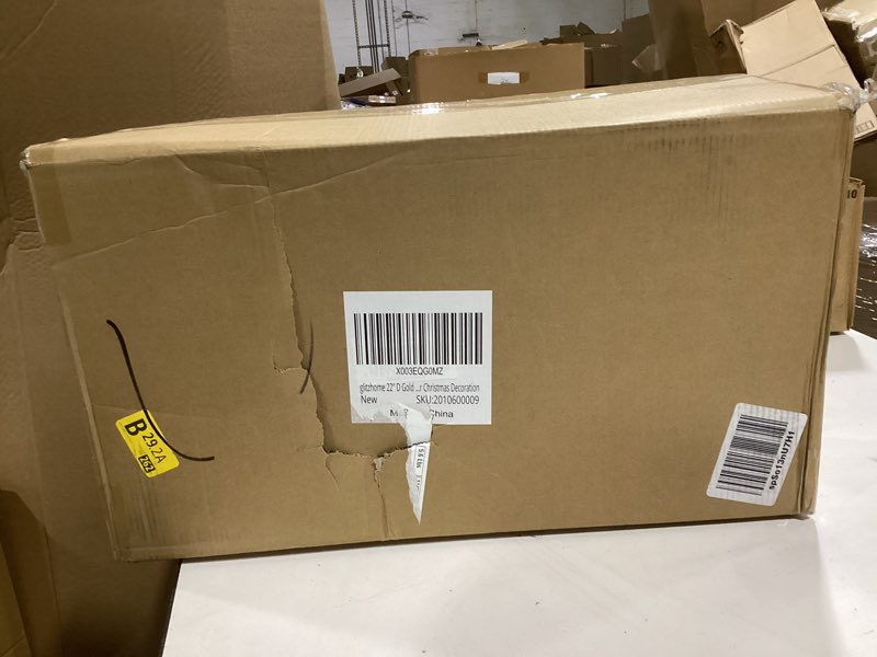 Condition photo showing Good Condition for Glitzhome 22" D Gold Hammered Metal Tree Collar Tree Base Cover Decorative Christmas Tree Ring for Christmas Decoration