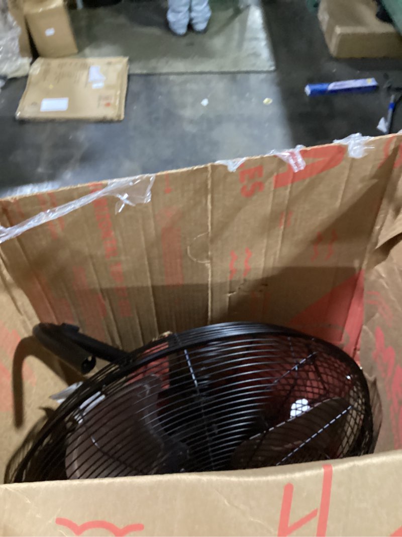 Condition photo showing Good Condition for mainstays 9\" 3-speed high velocity metal fan with 360-degree tilt and wall mount. missing hardware.
