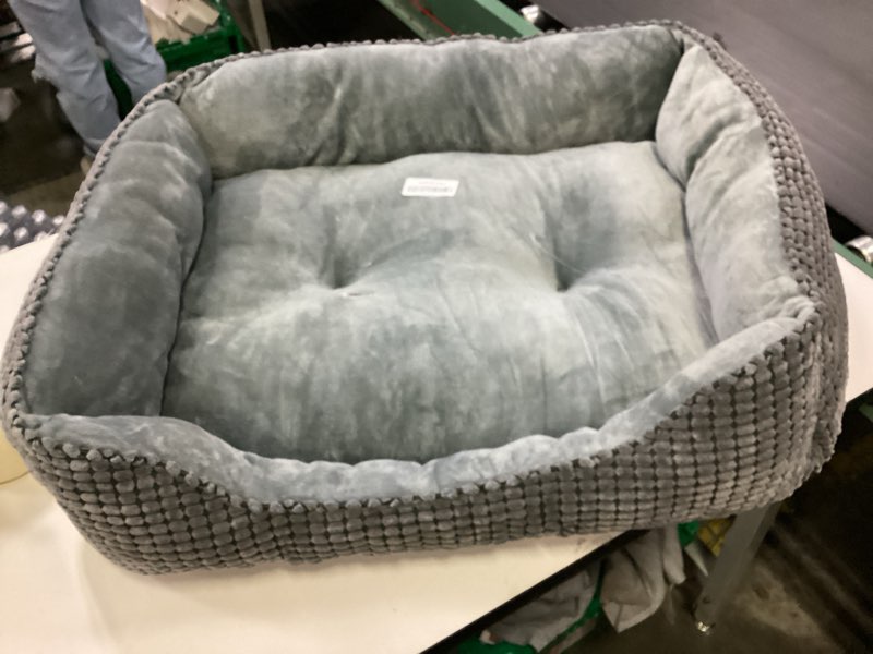 Condition photo showing As Is for MIXJOY Dog Bed for Large Medium Small Dogs, Rectangle Washable Sleeping Puppy Bed, Orthopedic Pet Sofa Bed, Soft Calming Cat Beds for Indoor Cats, Anti-Slip Bottom with Multiple Size (30-Large, Grey) Grey L(30’’x 24’’x 9’’)