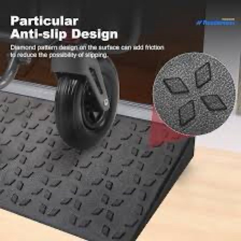 gansnay 1.8" rise threshold ramps with pre-set holes& plugs, longer size solid rubber 9000lbs capaci