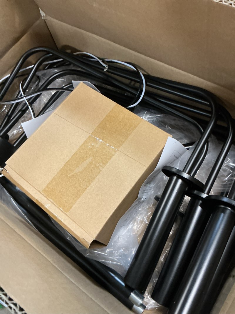 Condition photo showing Good Condition for farmhouse chandelier, 6-light metal hanging ceiling light fixture for dining room, kitchen island, living room, entryway, foyer-matte black