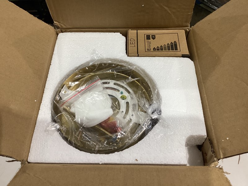 Condition photo showing New/Like New for Gold Globe Semi Flush Mount Ceiling Light,Mid Century Modern Light Fixture Ceiling,Globe Ceiling Light for Hallway Living Room Kitchen Bedroom Storage Schoolhouse Laundry(Bulb Incl.) 8"-Frosted Brass