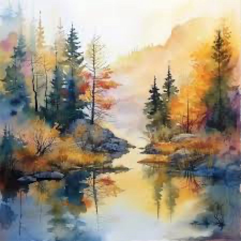 *similar to stock photo* Forest Canvas Wall Art Home Decor 3 Piece Wooden Framed Landscape Watercolor Mountain Green Trees Pa