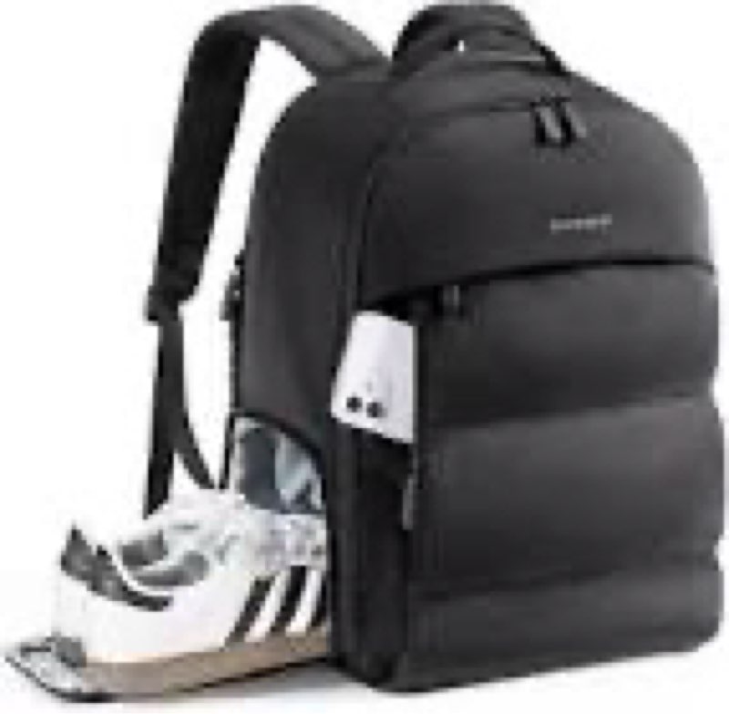 bagsmart 30l travel backpack for women, carry on backpack for airplanes, gym backpack with shoe compartment, lightweight travel bag fits 15.6 inch, water-resistant, black