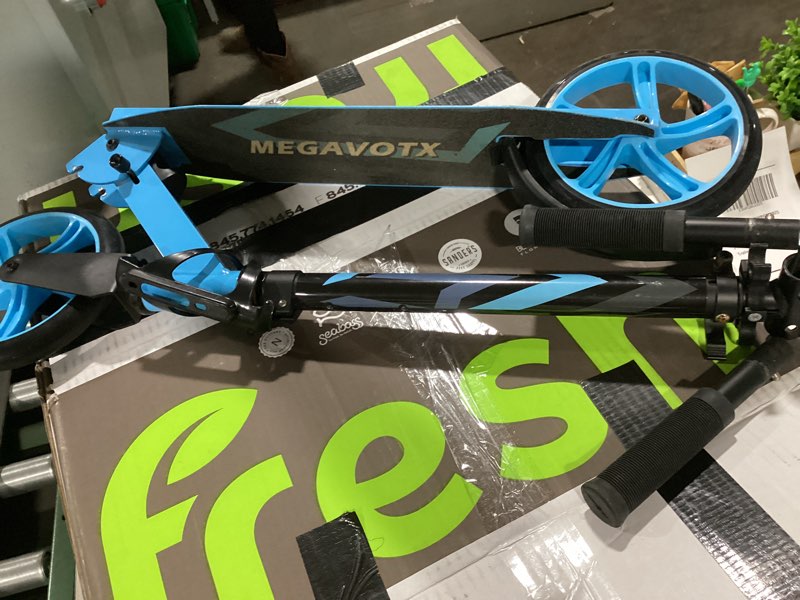 Condition photo showing As Is for 2-wheel foldable kick scooter for kids, teens & adults – adjustable handlebar, smooth abec-7 bearings, led wheels option, up to 220 lbs max load, outdoor & school commute scooter, gift for boys&girls blue