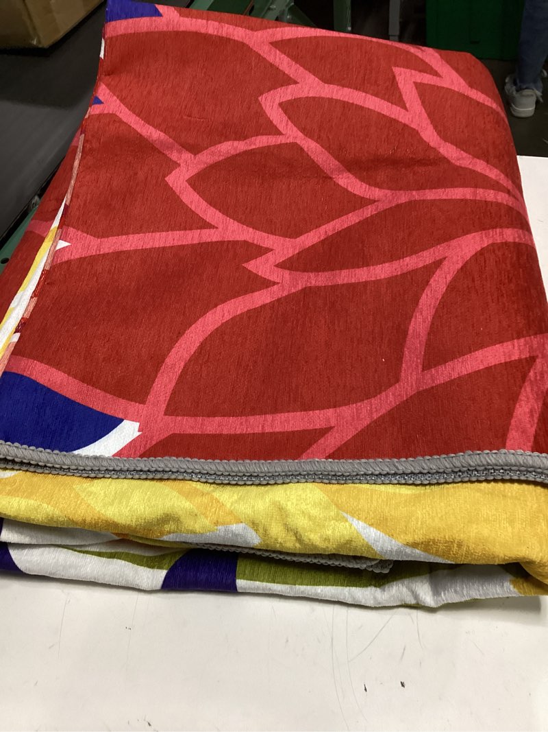 Condition photo showing Good Condition for colorful 5x8 outdoor area rug washable multicolored patio rug tropical botanical floral chenille waterproof outdoor carpet for living room, deck, backyard, porch, rainbow multi colored 5' x 8' (rectangular)