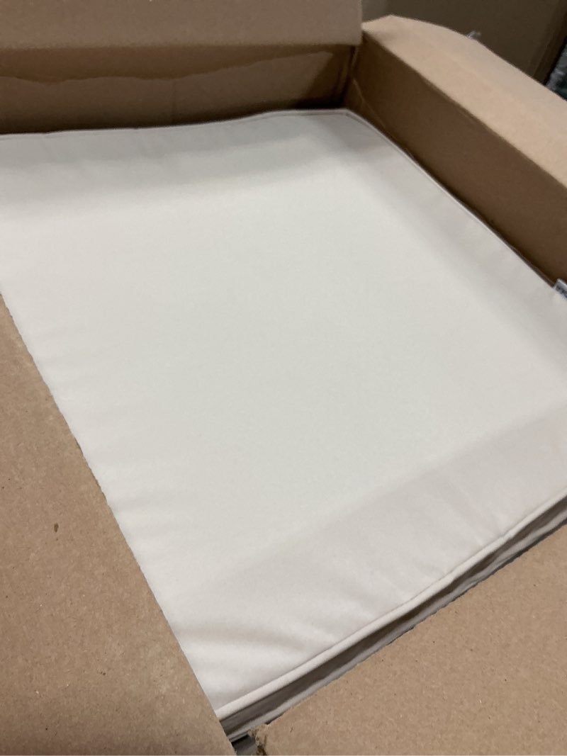 Condition photo showing As Is for Outdoor Chair Cushions Set of 2 for Patio Furniture 19x19x4 Inch Waterproof Patio Chair Cushion 3 Year Color Fastness Square Elastic Foam Garden Sofa Couch Pads with Ties and Handle,Beige 19 x 19 x 4 IN Beige