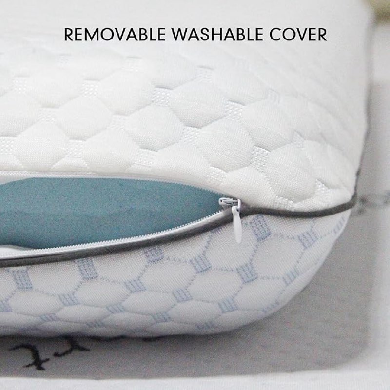 memory foam pillow, standard ventilated bed pillow with washable cover, cooling, orthopedic, neck & shoulder support, back, side & stomach sleepers, hotel essentials, standard 1 pack