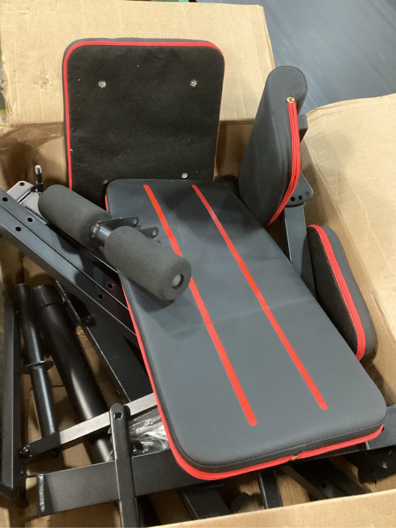 Condition photo showing As Is for adjustable workout bench red and black