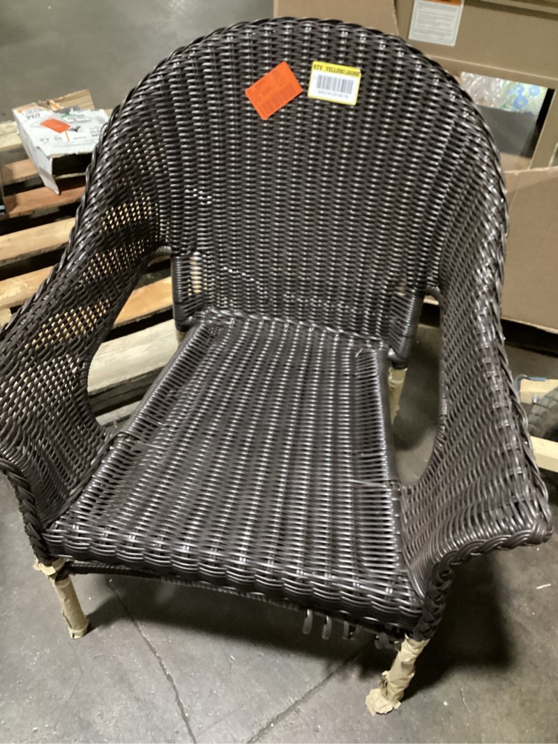 Condition photo showing Good Condition for style selections valleydale wicker stackable brown steel frame stationary conversation chair with woven seat