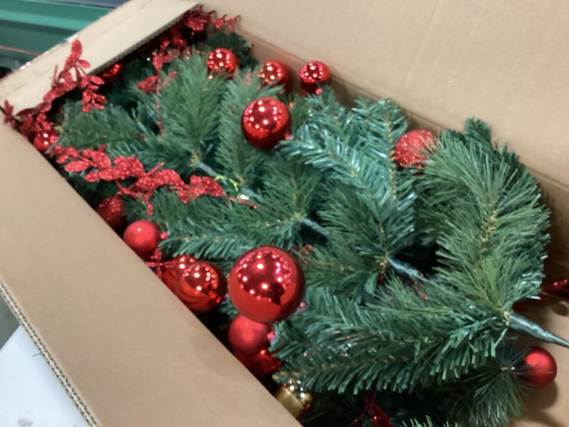 Condition photo showing Good Condition for 2 Pcs 36'' Pre Lit Artificial Christmas Teardrop Swag Christmas Teardrop LED Prelit Light up Christmas Wreaths Swag Christmas Garland Swag with Red Berries Indoor Outdoor Hanging Decor