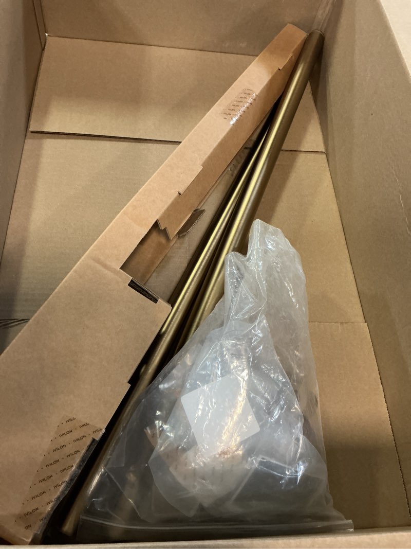 Condition photo showing Good Condition for ivilon drapery window curtain rod - end cap style design 1 inch pole. 28 to 48 inch color warm gold 28 to 48 in.