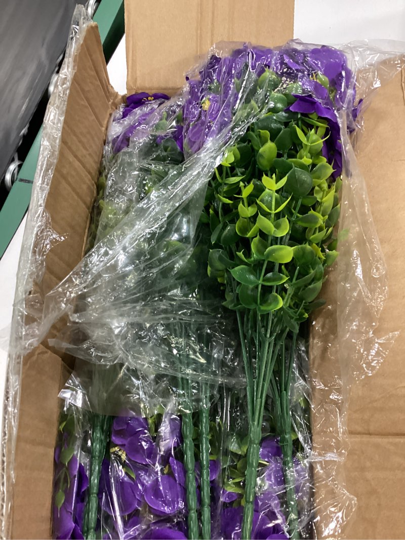 Condition photo showing Good Condition for martine mall 24 bundles look real artificial flowers for outdoors, realistic fake outdoor flowers, uv resistant silk flowers for outside faux flowers plants for outdoor planters porch, purple purple 24 bundles