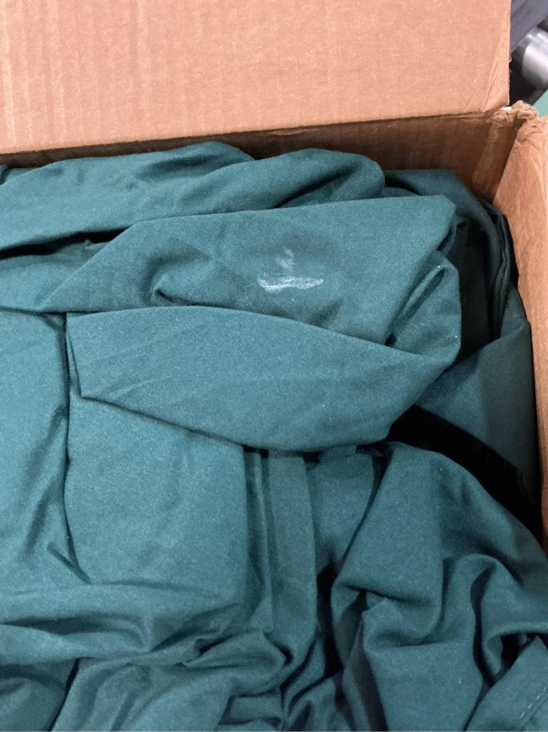 Condition photo showing As Is for love's cabin king size comforter set dark green, 7 pieces king bed in a bag, all season bedding sets with 1 comforter, 1 flat sheet, 1 fitted sheet, 2 pillowcase and 2 pillow sham | soft king dark green