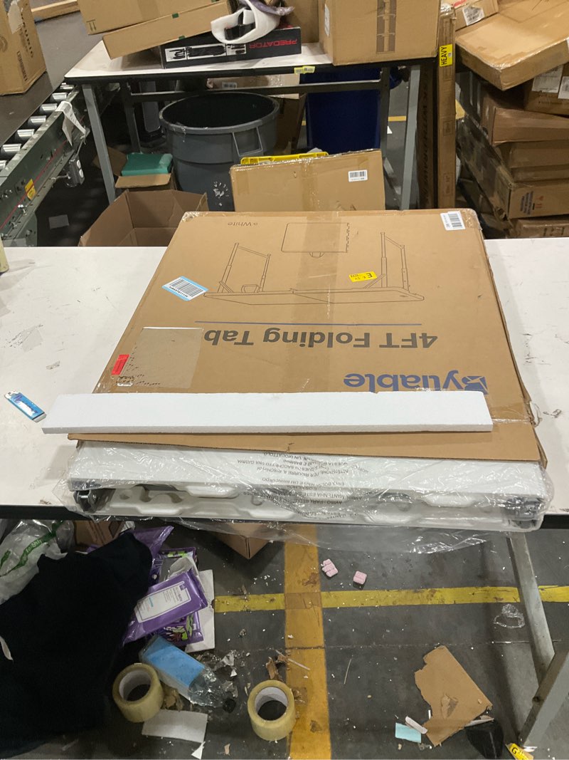 Condition photo showing New/Like New for Folding Table 4 Foot Portable Heavy Duty Plastic Fold-in-Half Utility Table Small Indoor Outdoor Adjustable Height Folding with Carrying Handle, Camping and Party,White | Portable, Heavy Duty, Fold-in-Half, Indoor Outdoor, Adjustable Height, Folding