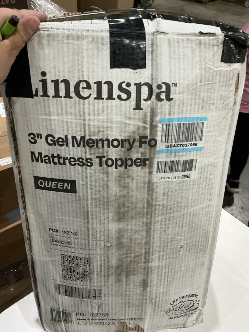 Condition photo showing Good Condition for linenspa memory foam mattress topper - 3 inch gel infused memory foam - plush feel - cooling and pressure relieving - certipur certified - dorm room essentials - queen size