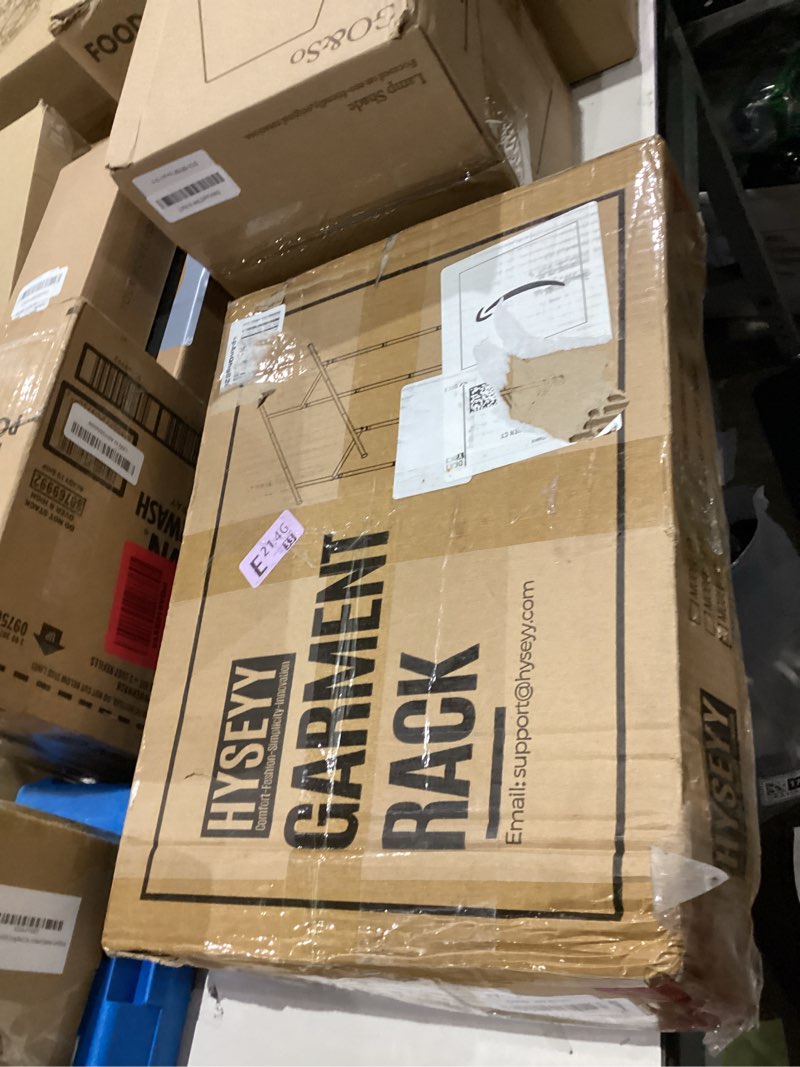 Condition photo showing New/Like New for Double Rods Clothes Rack, Rolling Clothing Rack for Hanging Clothes Portable Wardrobe Rack, Metal Garment Rack Sturdy Coat Rack for Bedroom Laundry Living Room, White White Double Rod