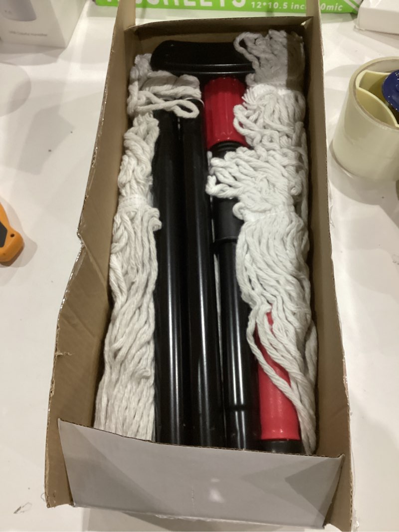 Condition photo showing Good Condition for Industrial Commercial Mops for Floor Cleaning - Looped-End Heavy Duty Wet Mop with Long Handle for Hardwood Wood Tile Vinyl - Reusable Cotton Head for Home Garage Kichen Bathroom White Large mop