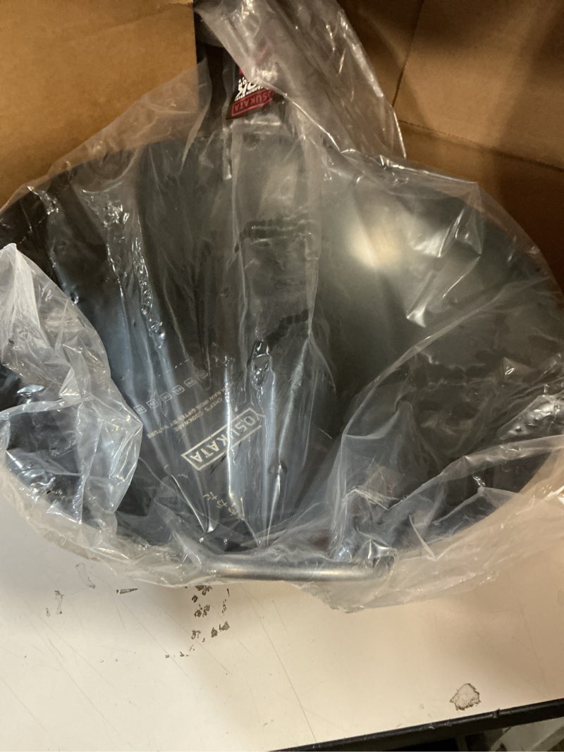 Condition photo showing Good Condition for YOSUKATA 13.5" Carbon Steel Wok Pan – Pre-Seasoned Flat Bottom Pow Wok for Stir Fry, BBQ, Grill & Camping – Traditional Japanese Chinese Cookware – Compatible with Induction, Electric, Gas, Open Fire