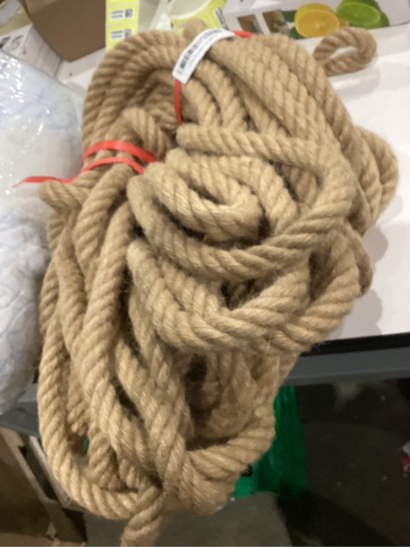 jute rope: twisted manila, 20mm natural thick hemp - heavy duty tug of war & home decor, 100 ft