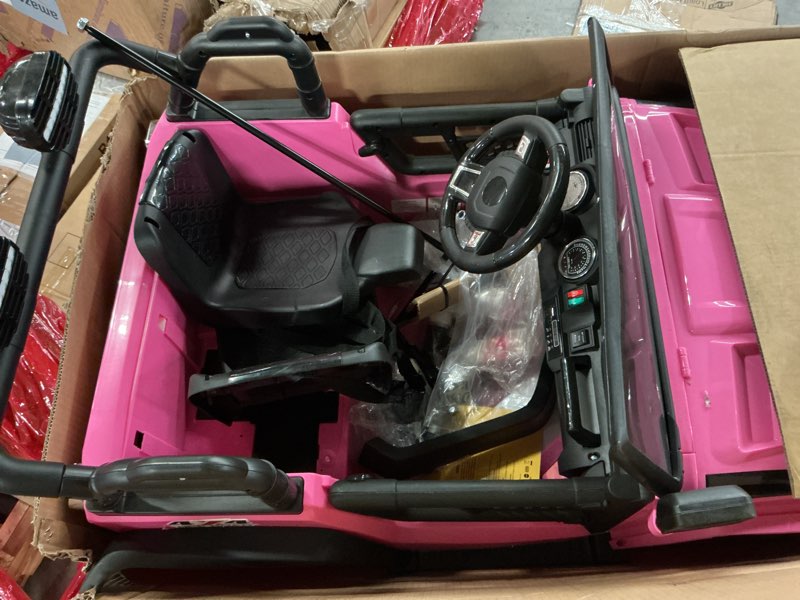 Condition photo showing item condition for 24V 2 Seater Kids Ride On Car, 4 Wheeler Truck Ride On Toys for Big Kids with 5.5MPH Max Speed, Remote Control, Accelerator Pedal, Treaded Tires, Steering Wheel, Music and Story, Pink
