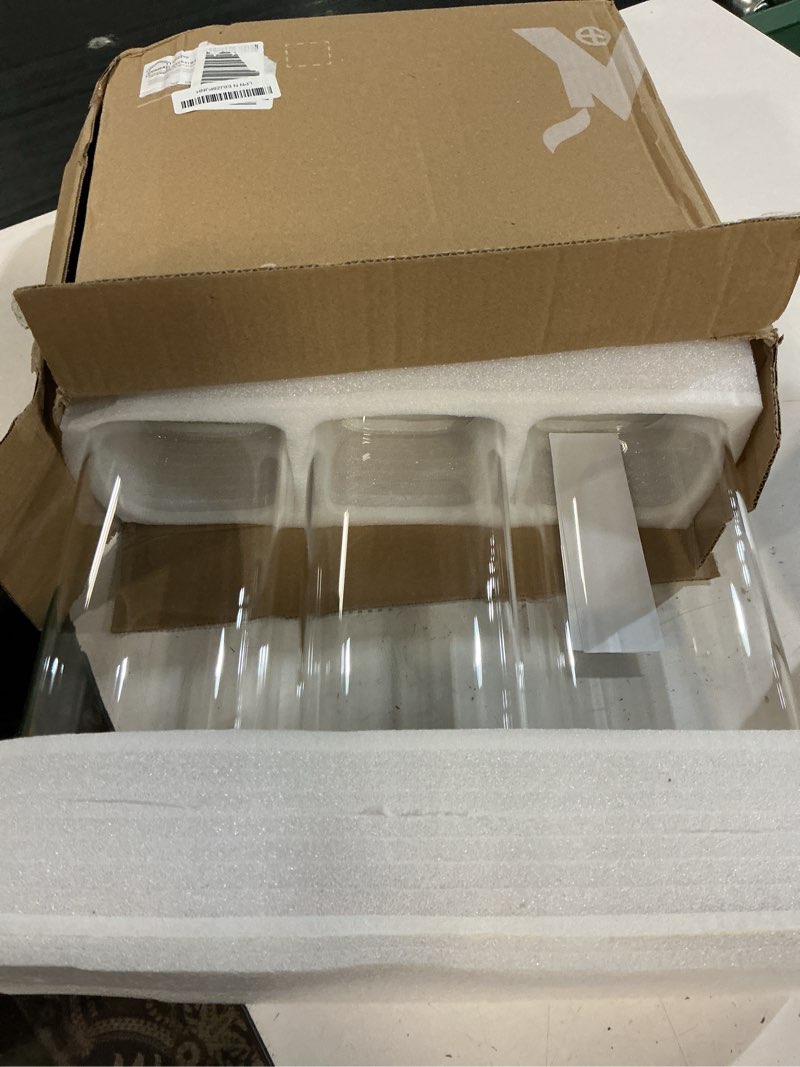 Condition photo showing New/Like New for comsaf glass storage containers wtih lids 1.6 qt, set of 3 food storage jar | square glass containers with lids, glass jars, pantry organizers, dry food storage, tea, oat, spice, coffee, 51oz, bpa free 1.6qt*3