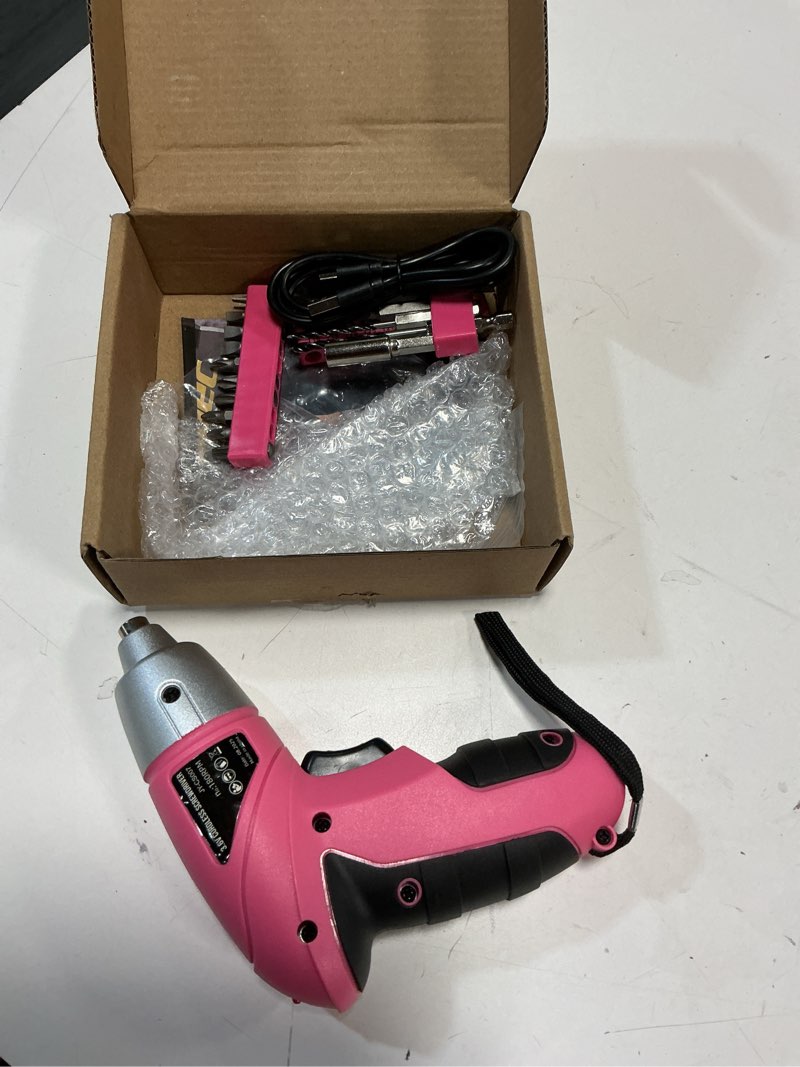 Condition photo showing Good Condition for Hi-Spec Electric Screwdriver 27pc 3.6V Pink USB Small Power Screwdriver Set. Cordless & Rechargeable with Driver Bit Set