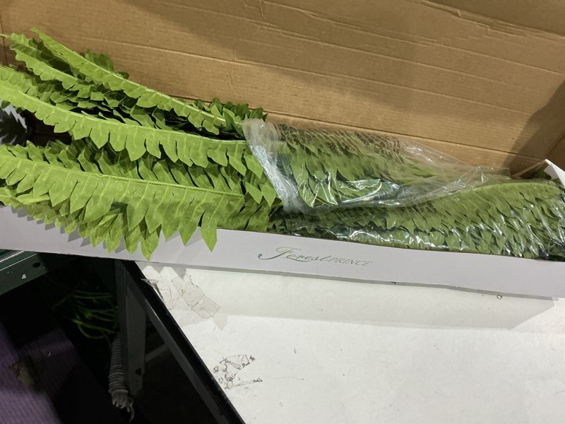 Condition photo showing New/Like New for forest prince 35" ferns artificial bush plants large, 2 artificial boston ferns with 39 fronds for outdoors home decor