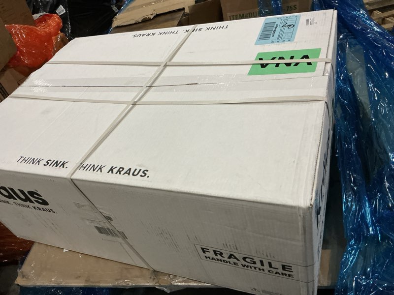 Condition photo showing New/Like New for KRAUS Quarza 33-inch Drop-In/Undermount 50/50 Double Bowl Granite Kitchen Sink in Black Onyx, KGD-433B Black 33 Inch, 50/50 Double Bowl Drop-in