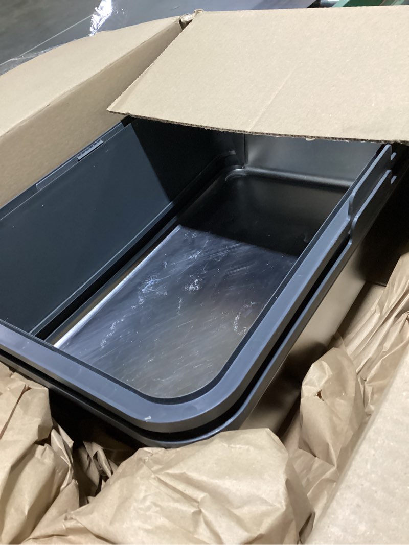 Condition photo showing As Is for Small Stainless Steel Cat Litter Box - 11.8" High Sided, Open-Top Design,Low Entry for Kittens & Small Cats, Anti-Leak & Easy to Clean, Compact Space-Saving Size(17.3"L x 13.4"W × 11.8"H),Gray Gray SMALL- for Small Cats & Small Space(17"x13")