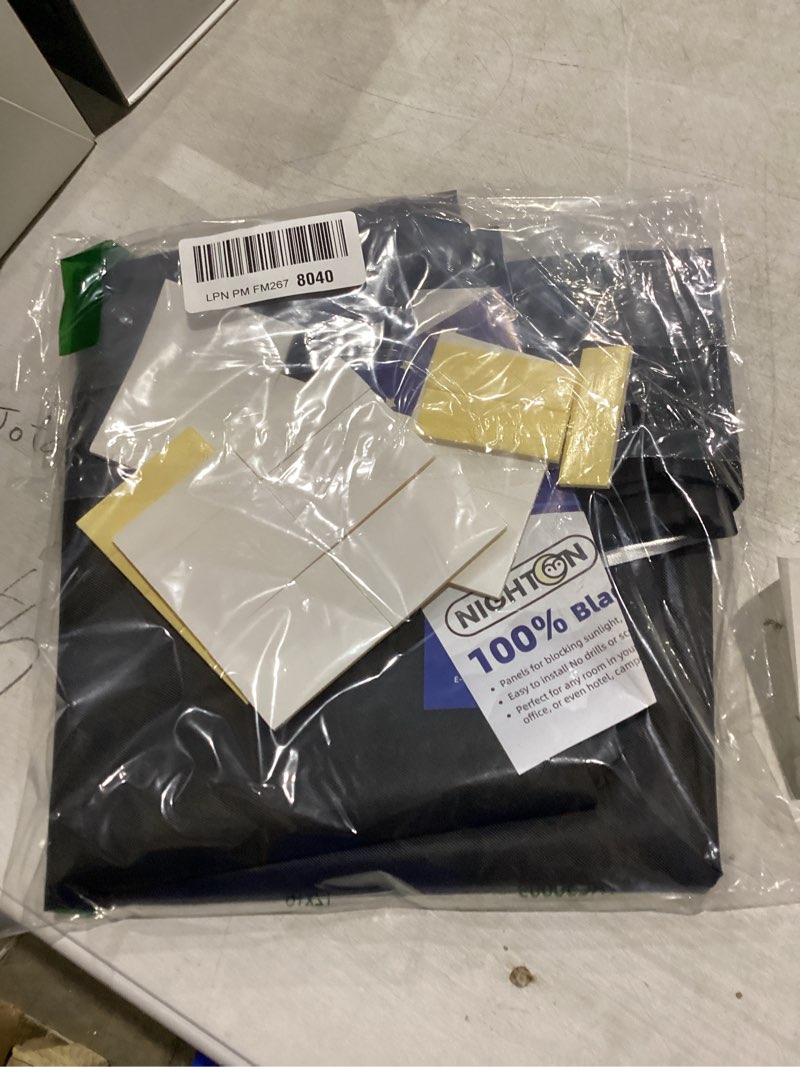 Condition photo showing Good Condition for NIGHTON Portable Blackout Curtains 100"×70", Strong Hook and Loop Tape Strips with Adhesive, Cuttable Blackout Window Cover, 100% Black Out Material Blinds for Baby Nursery or Travel - Black Black 70"W x 100"L (Pack of 1)