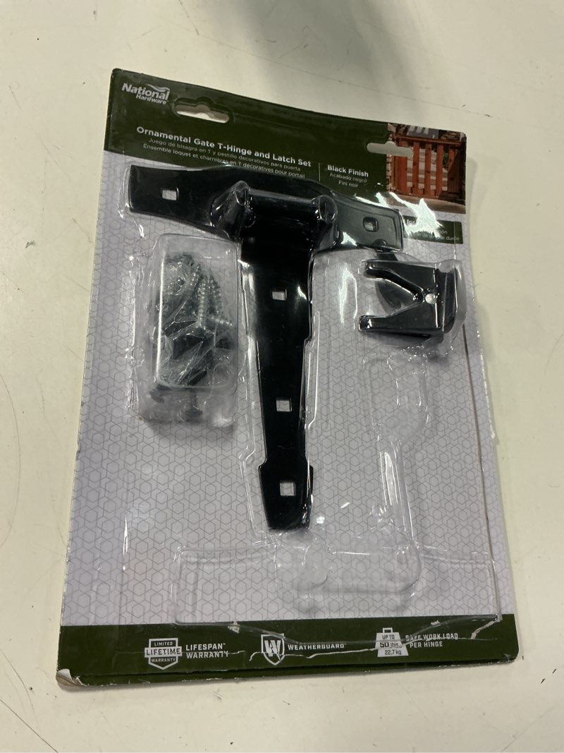 Condition photo showing As Is for national hardware 8-13/16 in. l black steel gate hardware kit 1 pk