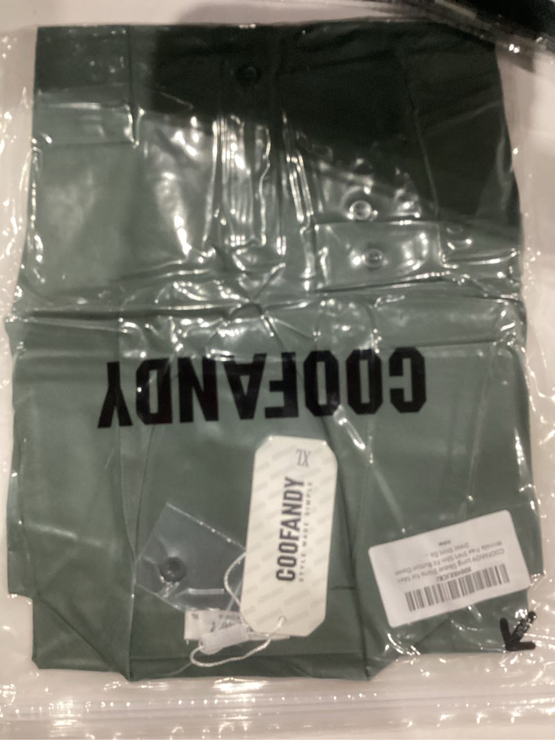Condition photo showing New/Like New for COOFANDY Mens Dress Shirts Long Sleeve Wrinkle Free Shirt Textured Business Casual Button Down Shirt Large Dark Army Green