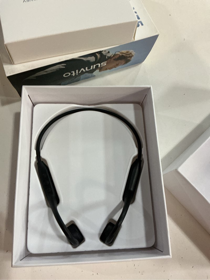Condition photo showing Good Condition for bone conduction headphones, open ear bluetooth 6.1 sports headset with mic, ipx7 waterproof running headphones with 10h playtime, lightweight comfortable earphones for workout, gym, black