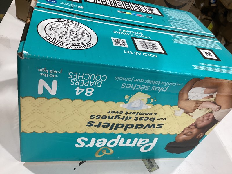 Condition photo showing New/Like New for Pampers Swaddlers Diapers Newborn - Size 0, 84 Count, Ultra Soft Disposable Baby Diapers