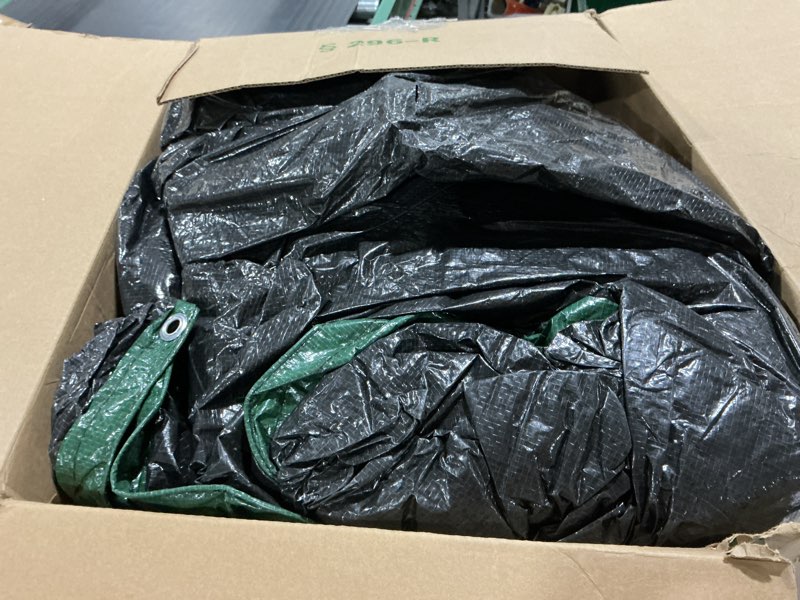 Condition photo showing As Is for Robelle 14 x 28 ft Heavy Duty Green Winter Pool Cover for Inground Pools, 5 ft Overlap (19 x 33 ft Cover Size), Solid 8 x 8 Scrim, 2.36 oz/yd2, 10-Year Warranty, Style: 321428RA Heavy Duty 14 x 28-ft. Pool