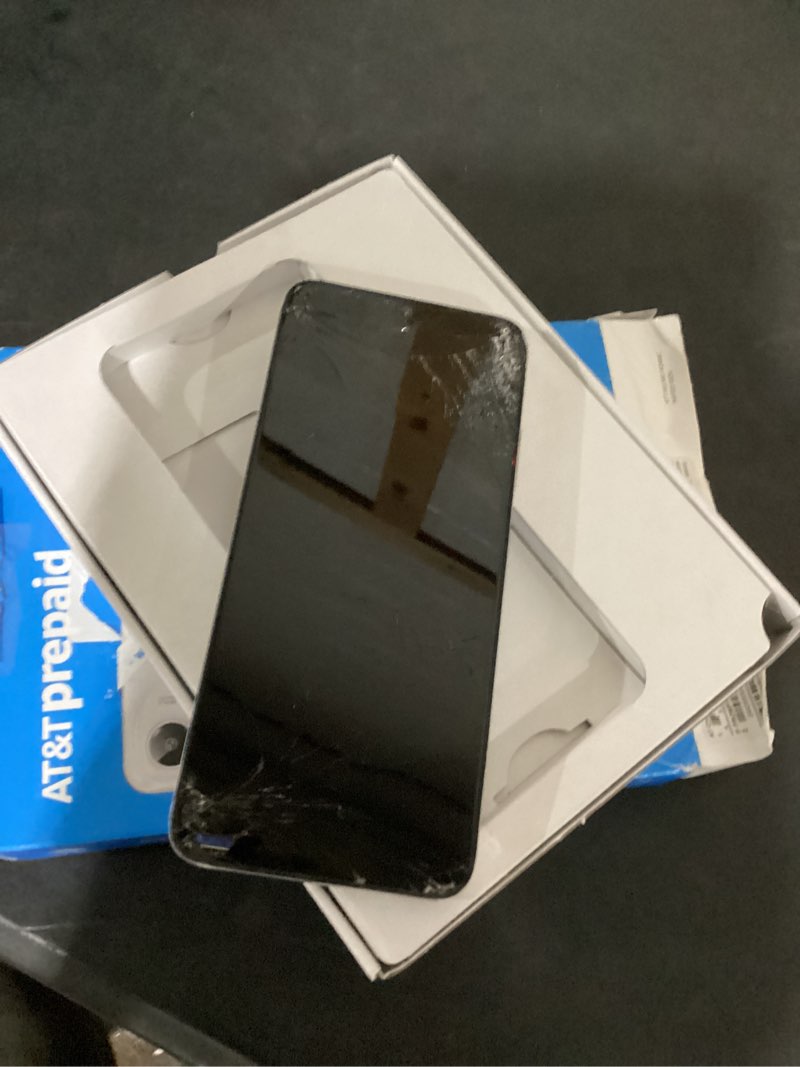 Condition photo showing As Is for screen display damaged at&t verge 2 5g, 64gb, ivory white - prepaid smartphone [locked to at&t]
