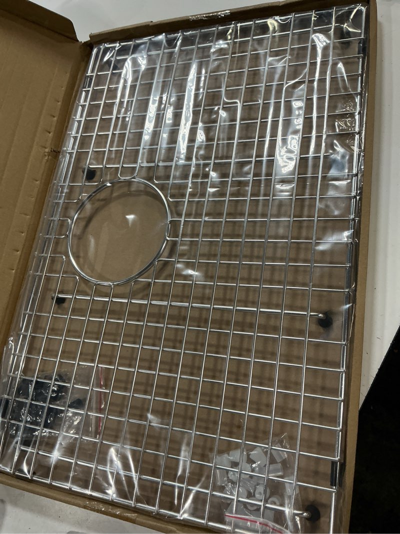 Condition photo showing New/Like New for serene valley sink bottom grid 22" x 14-1/2", rear drain with corner radius 3/16", sink protector svh2215r