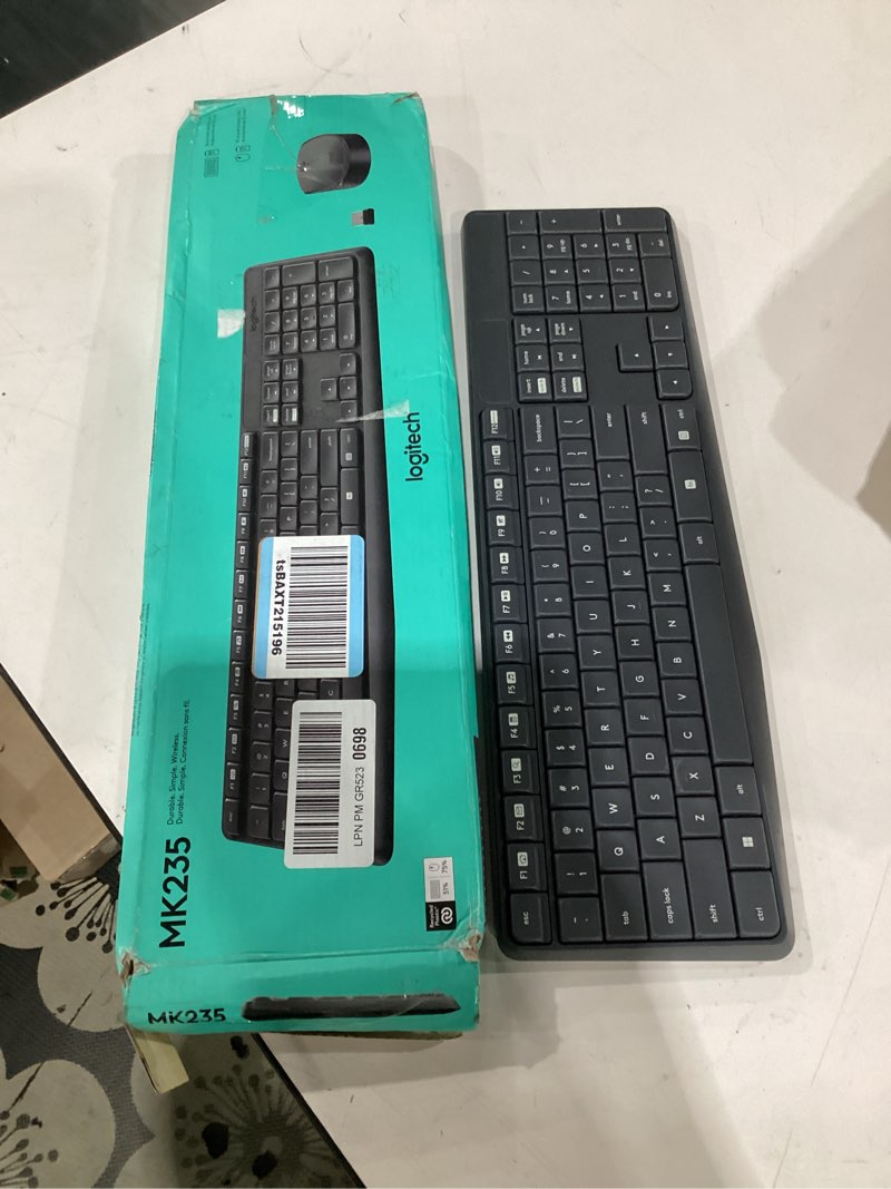 Condition photo showing Good Condition for not tested**** logitech mk235 wireless keyboard and mouse combo for windows, 2.4 ghz wireless unifying usb receiver, 15 fn keys, long battery life, compatible with pc, laptop