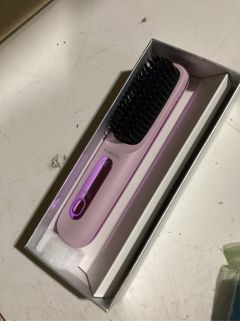 Condition photo showing Good Condition for numoya go brush pro portable cordless hair straightener brushs for travel, with 30s fast heat, 3 temperature settings (purple)