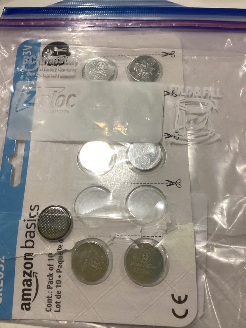 Condition photo showing As Is for Amazon Basics CR2032 3V Lithium Coin Cell Batteries for Key Fob, Watch, Remote, Child-Proof Package, Non-Coated, AirTag Compatible, 10-Pack 10 Count (Pack of 1)