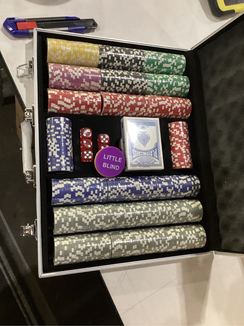 Condition photo showing Good Condition for texas holdem poker chips set,500 pcs poker set,denomination poker chip set with numbered,professional composite clay casino chips,aluminum case 11.5 gram gaming chips for texas hold’em,blackjack game 500 pcs poker chips set