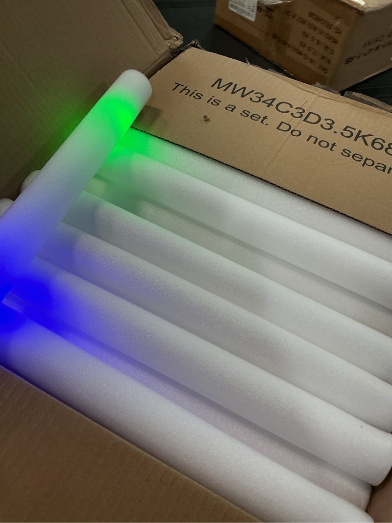 Condition photo showing Good Condition for 68 PCS LED Foam Glow Sticks Bulk, Glow in the Dark Party Supplies with 3 Modes Colorful Flashing, Neon Party Favors for Birthday, Wedding, Carnival, Concert, Halloween Glow Sticks 68 Pack