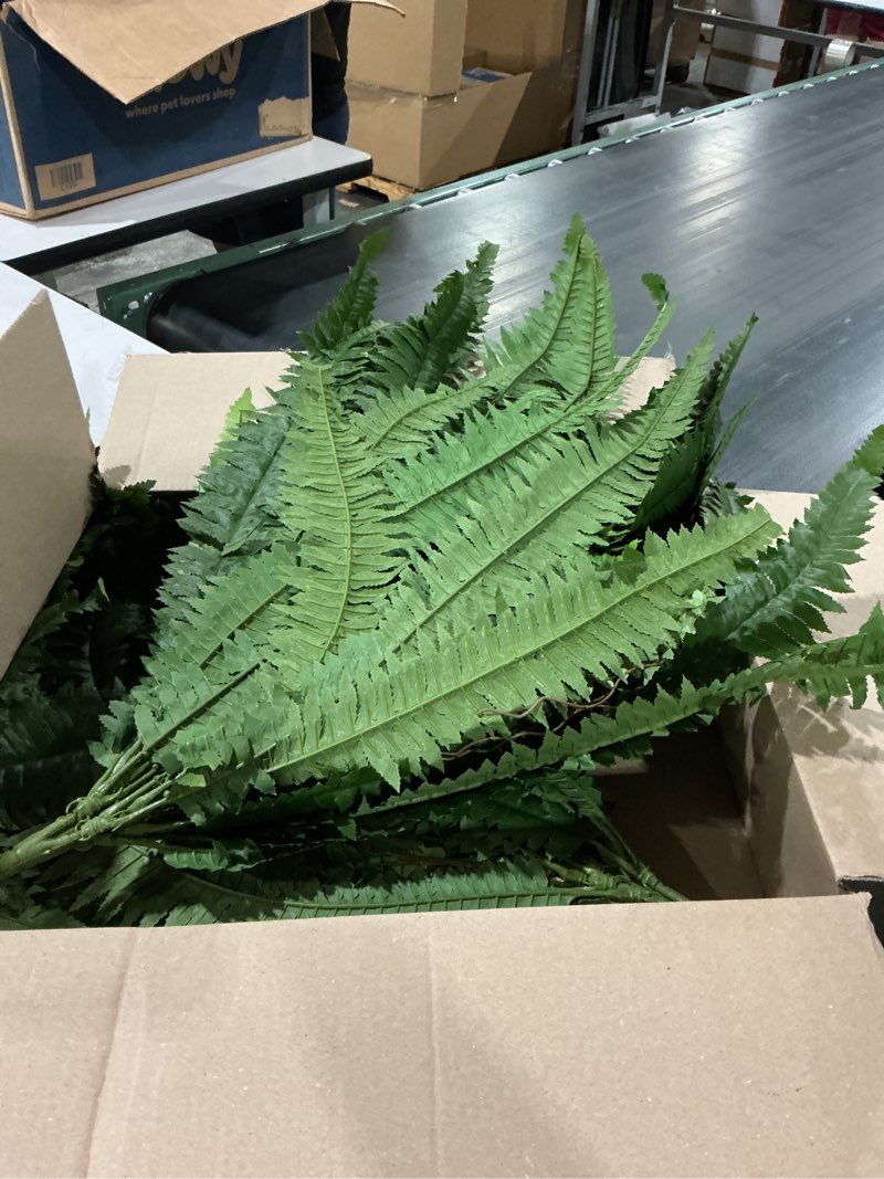 Condition photo showing Good Condition for forest prince 35" fake ferns artificial bush plants for outdoors, 2-pack | uv-resistant, large artificial boston ferns, 39 fronds each, zero maintenance, pet friendly, outdoors home décor 35" 2 pcs