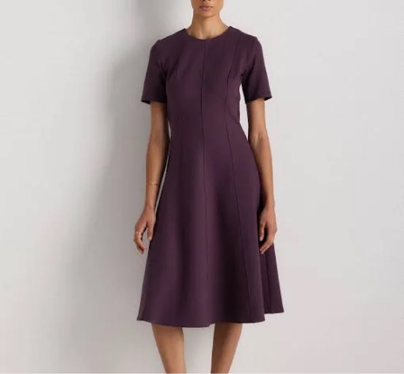   QUINCE Ultra-Stretch Ponte Short Sleeve Midi Dress size:MEDIUM