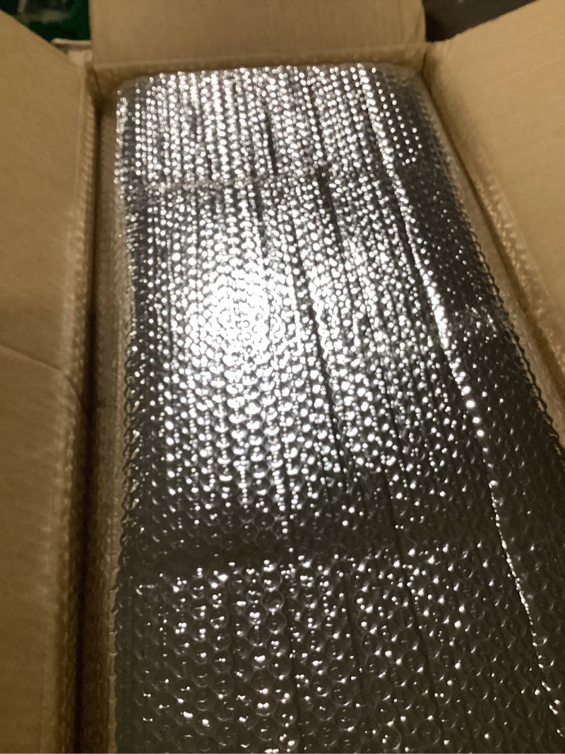 Condition photo showing As Is for 8p garage door insulation panels kit 0.24" t double bubble reflective aluminum foil 6mm sheet thermal pre-cut insulation shield 120 tapes winter cold and summer heat for attic garage wall (24" x 48") 24" x 48"-8 pack 6mm-silver