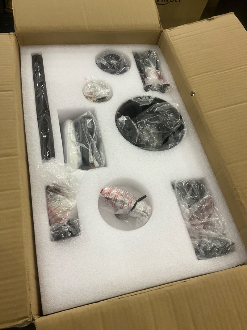 Condition photo showing New/Like New for Melkelen Farmhouse Ceiling Fans, 52 Inch Ceiling Fans with Lights and Remote Control, Rustic Barnwood Blades, Industrial Cage Light, Matte Black (MK03-BK)