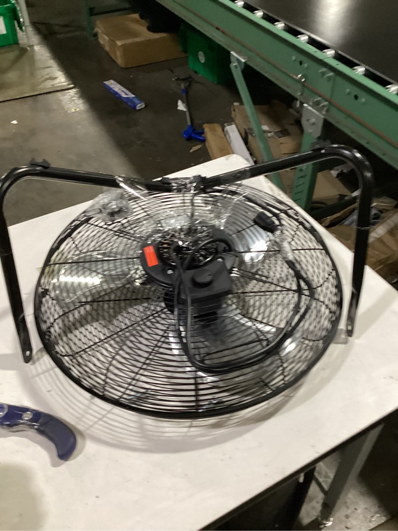 Condition photo showing Good Condition for simple deluxe 20 inch high velocity 3 speed, black wall-mount fan for warehouse, greenhouse, workshop, patio, factory and basement