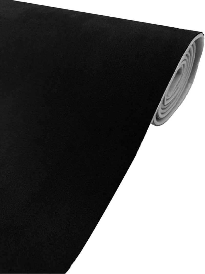 Black Suede Headliner Fabric with Foam Backing Automotive Roof Upholstery Headliner Fabric Craft Foam Backing for Car Replacement/Repair