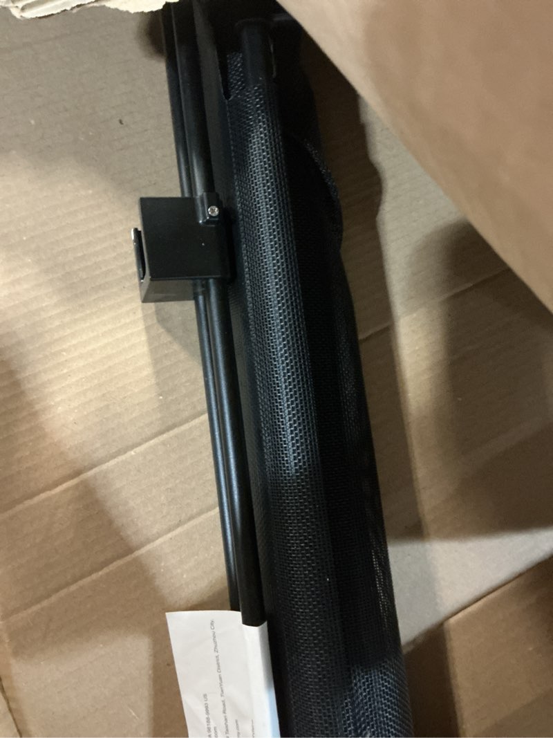 Condition photo showing As Is for miumoon 71 inch retractable baby gates 34 inch tall, retractable gate with reinforced strip design to prevent crawling through, 6 ft retractable dog gate for stairs, doorways, hallways, indoor/outdoor black 34" tall x 71" wide
